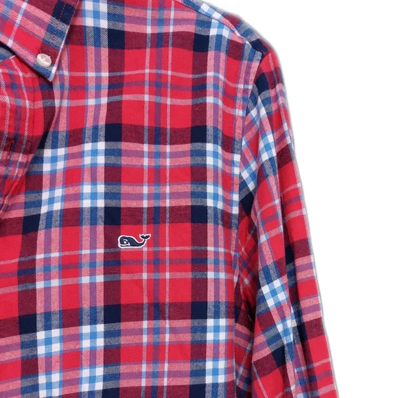 Vineyard Vines Mens M Slim Fit Ginger Rum Plaid Button Down Shirt - Picture 3 of 4